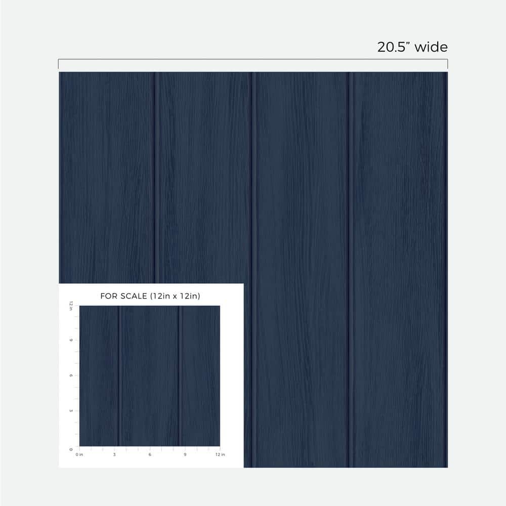 Navy Blue Faux Wood Peel and Stick Wallpaper