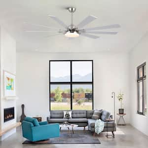 Atalanta 72 in. Smart Indoor Brushed Nickel Ceiling Fan with Dimmable Integrated LED and Remote Control