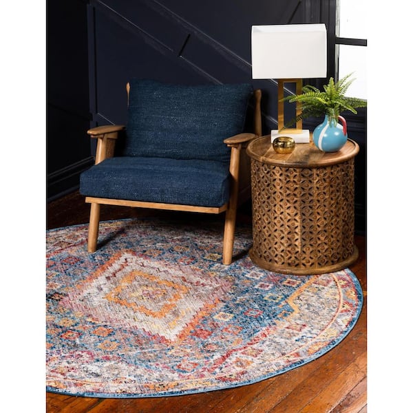 Brighton Dumbo Blue 6 ft. x 6 ft. Round Rug