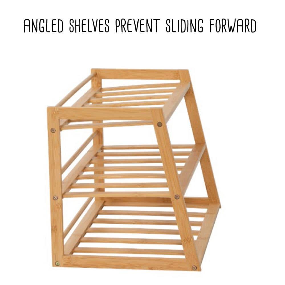 Natural Bamboo 3-Tier Water Bottle Organizer for Cabinet