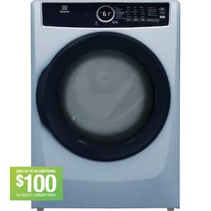 8 cu.ft. Electric Dryer vented Front Load Perfect Steam Dryer with Instant Refresh in Glacier Blue