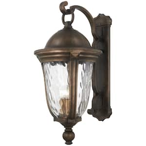 Havenwood 5-Light Tauira Bronze and Alder Silver Hardwired Outdoor Wall Lantern Sconce with Clear Hammered Glass