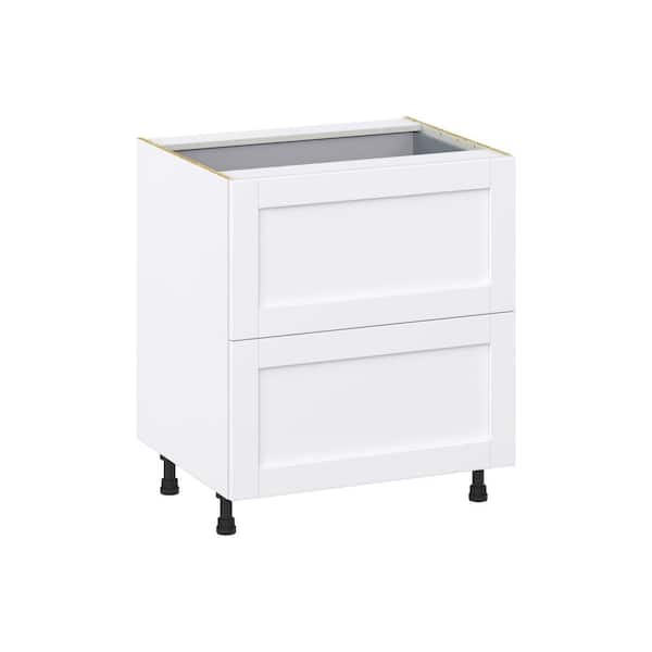 J COLLECTION Milton 30 in. W x 24 in. D x 34.5 in. H Assembled Shaker Drawer Base Kitchen Cabinet in Bright White with 3 Drawers