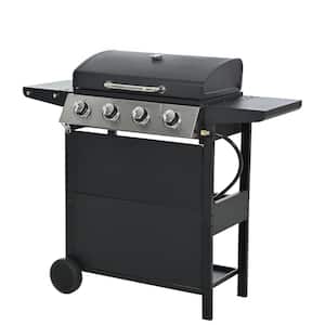 4-Burner Propane Gas Barbecue Grill with Stainless Steel Grill in Black
