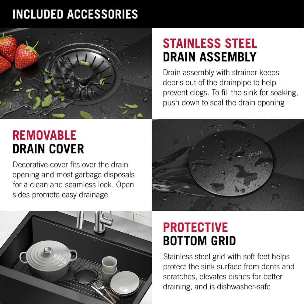 Black Stainless Steel Farmhouse Apron Front Single Bowl Sink