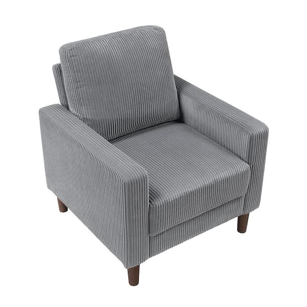 Lazzara Mackay Gray Corduroy Fabric Upholstery Arm Chair 9520GRY-1