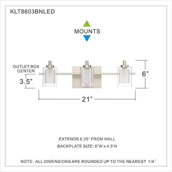 輸入品・未使用】Quoizel KLT8603BNLED Kolt モダンバニティバス照明 3