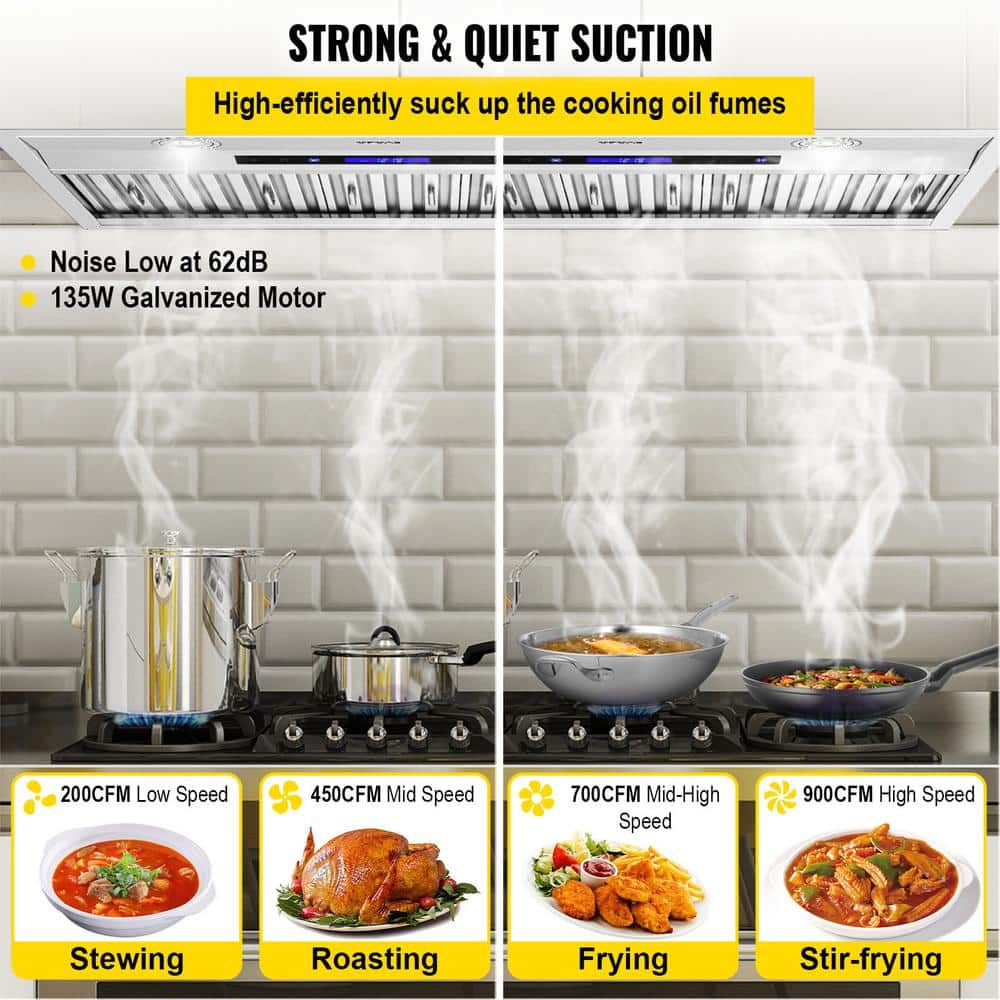 VEVOR 30-Inch Stainless Steel 4-Speed Ducted Range Hood