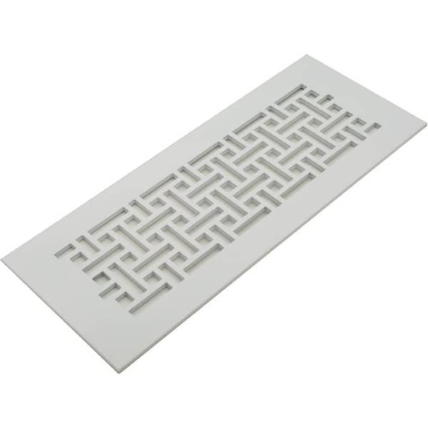 Reggio Registers Basketweave Series 12 in. x 6 in. White Steel Vent Cover Grille for Home Floors Without Mounting Holes