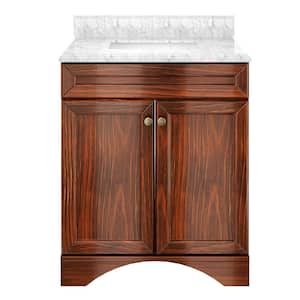 30 in. W x 22 in. D x 35.4 in. H Freestanding Bath Vanity in Traditional Brown with Carrara Marble Top [Free Faucet]