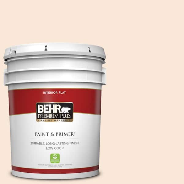 BEHR PREMIUM PLUS 5 gal. #RD-W14 Aria Ivory Flat Low Odor Interior Paint & Primer