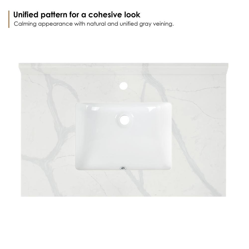 Arbios 36" Calacatta White Quartz Vanity Top with Sink