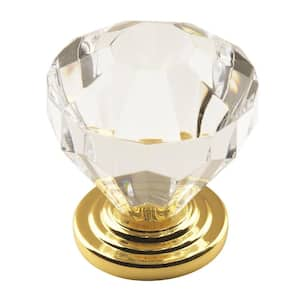 Traditional Classics 1-1/4 in. (32mm) Traditional Clear/Burnished Brass Geometric Cabinet Knob