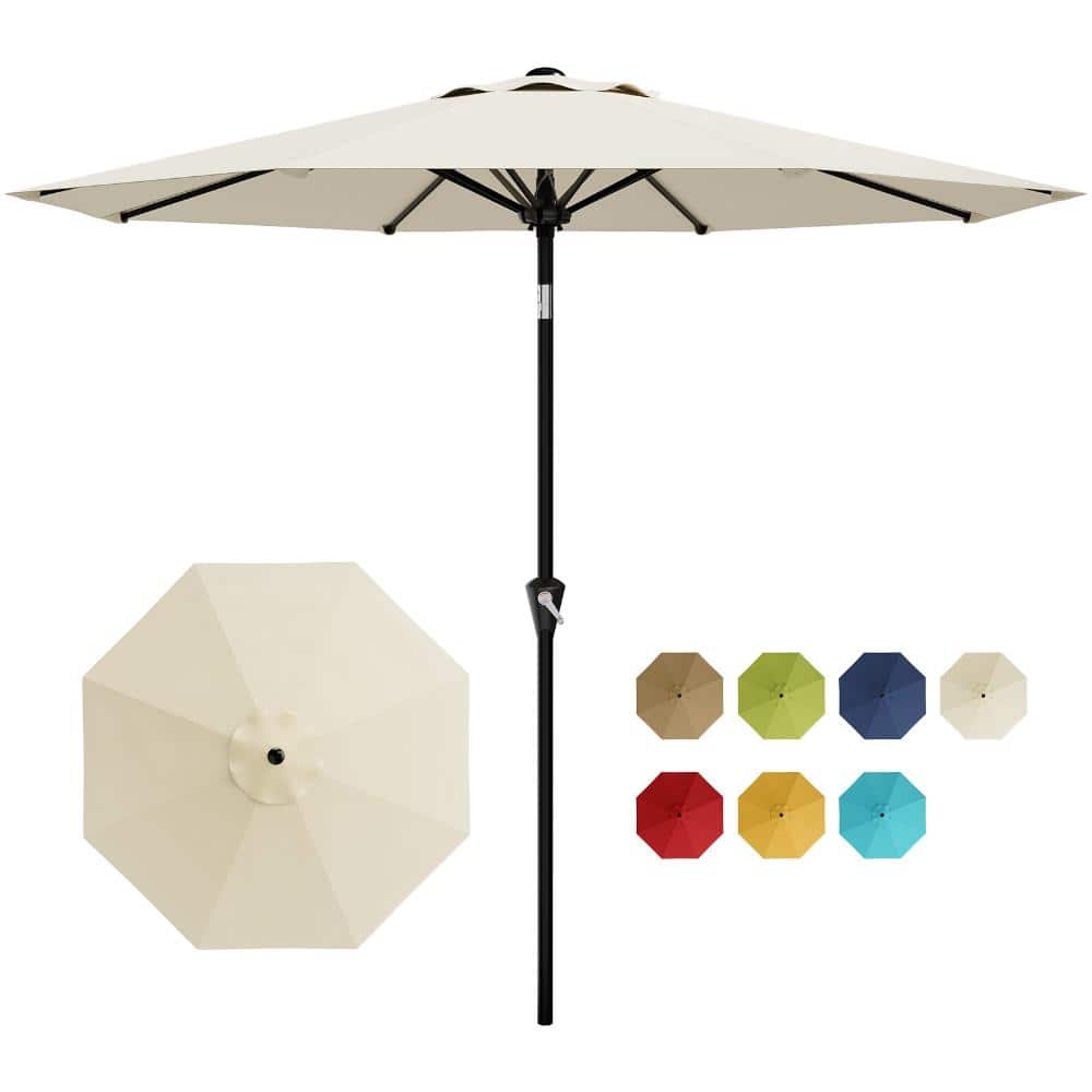 9FT Outdoor Market Umbrella with Crank Lift and Push Button Tilt, for Pool Deck Yard Garden Table, Beige price history on PriceWatchPro
