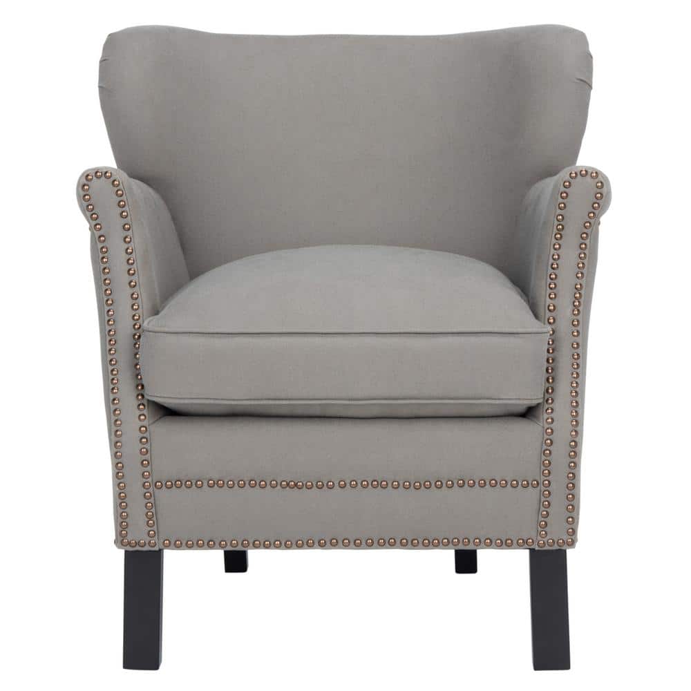 Seamist Gray Linen Upholstered Accent Chair with Birch Legs