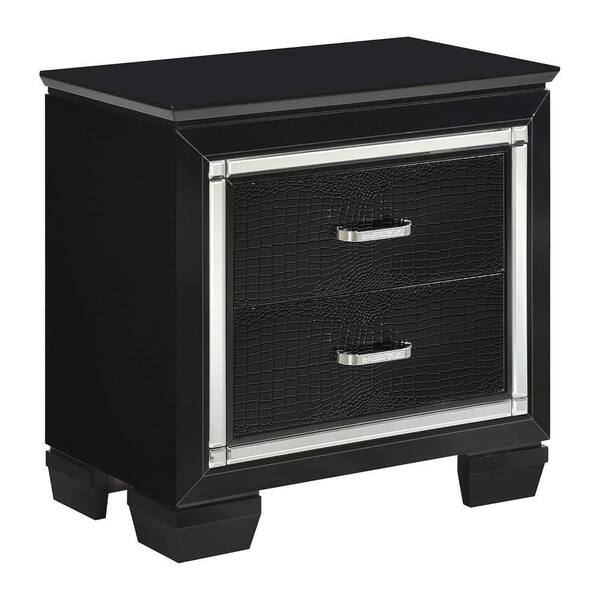 Benjara Alen 4-Piece Black and Silver Queen Wood Bedroom Set