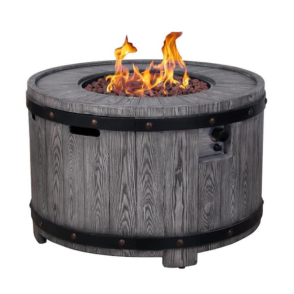 36 in. 50000 BTU Terrafab Propane Smokeless Fire Pit Table with Weather Resistant Cover and Lava Rocks, Grey