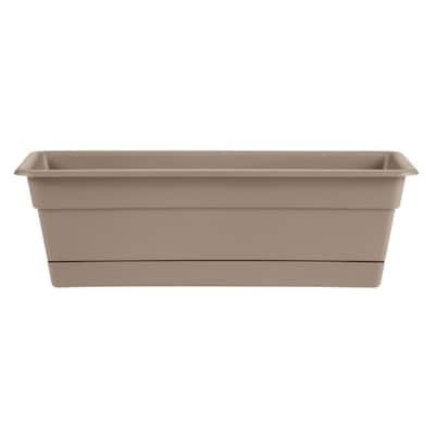 Bloem Dura Cotta 30 in. Chocolate Plastic Window Box Planter with Tray ...