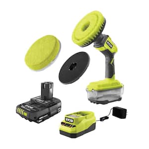ONE+ 18V Cordless Power Scrubber Kit with 2.0 Ah Battery, Charger, and 6 in. Cloth Microfiber Kit