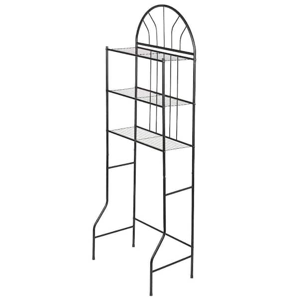Home Basics 23.00 in. W x 66.50 in. H x 11.50 in. D Black 3 Tier Over The Toilet Storage