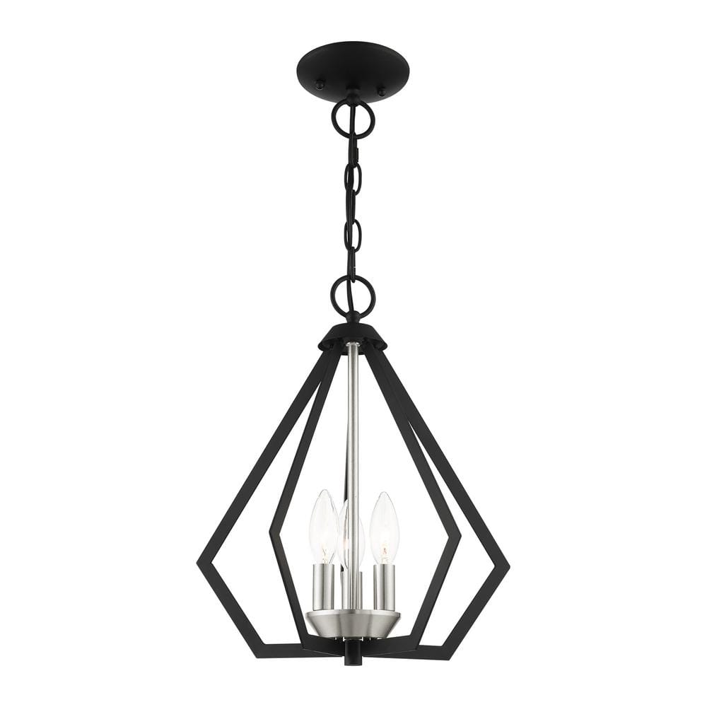 Prism 3-Light Black Brushed Nickel Mini Chandelier for Indoor/Outdoor