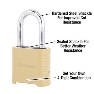 Outdoor Combination Lock, 1-1/2 in. Shackle, Resettable, 2 Pack