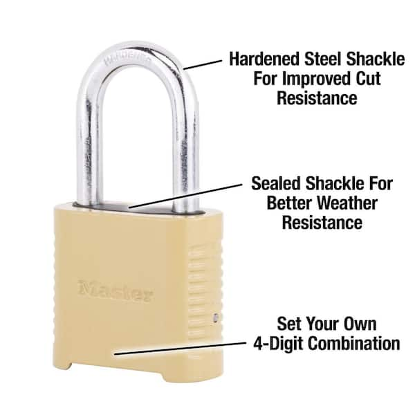 Outdoor Combination Lock, 1-1/2 in. Shackle, Resettable, 2 Pack