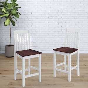 Shanya Counter Height Dining Chair, Set of Two, Rustic Mahogany Top and White Base