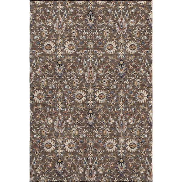 Mayfield Premium Machine Washable Abstract AMF2192 Chocolate 5 ft. x 7 ft. 6 in. Area Rug