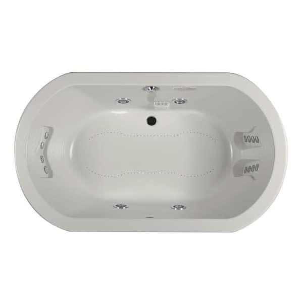 JACUZZI ANZA 72 in. x 42 in. Oval Combination Bathtub with Center Drain in Oyster