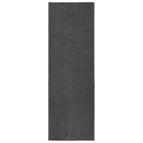 Palmer Plush 2 ft. x 6 ft. Cinder Gray Washable Non Slip Solid Color Area Rug
