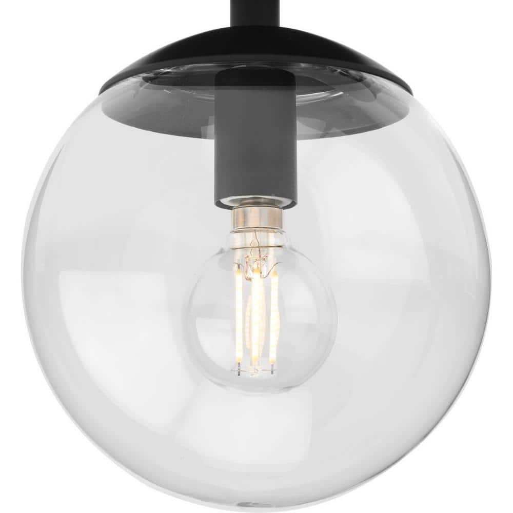 Matte Black Glass Globe Semi-Flush Mount Light