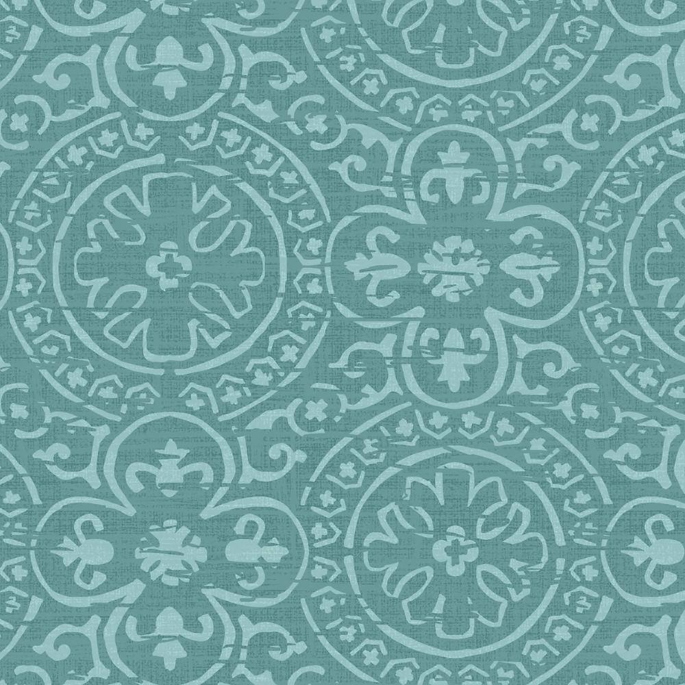 Quasi Zinc Turquoise Geometric Tufted Outdoor Wicker Seat Cushions, 18" x 18" (Set of 2)