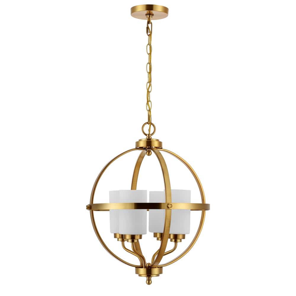 Elegant Farmhouse 22" Globe Pendant in Brass Gold with LED Lights