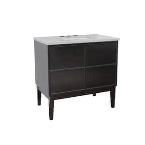 Scandi IV 37 in. W x 22 in. D Bath Vanity in Cappuccino with Granite Vanity Top in Gray with White Rectangle Basin