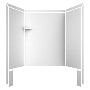 Royale 36 in. x 60 in. x 80 in. 11-Piece Easy Up Adhesive Alcove Bathtub/Shower Wall Surround in White