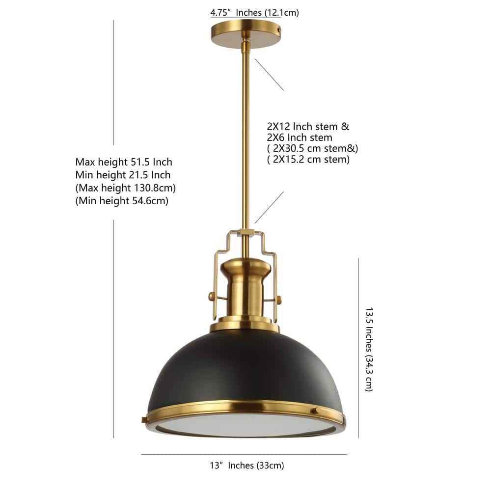 Homer Vintage Black and Brass Gold Iron LED Pendant Light