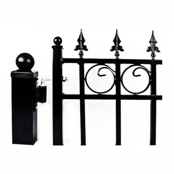 2 in. x 2 in. x 90 in. Black Steel Pedestrian Gate Post, Lot of 2