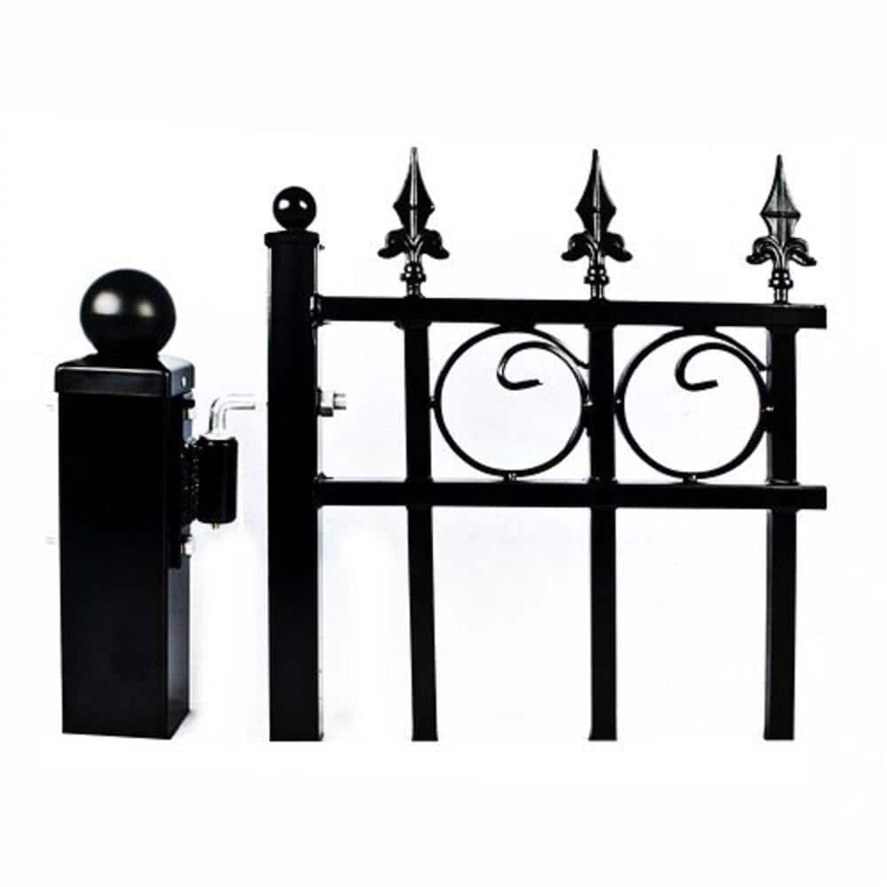 ALEKO 7.5 ft Black Steel Universal Fence Post with Hinges
