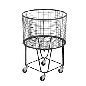 25 in. Black Deep Set Rolling Mesh Laundry Basket Storage Cart