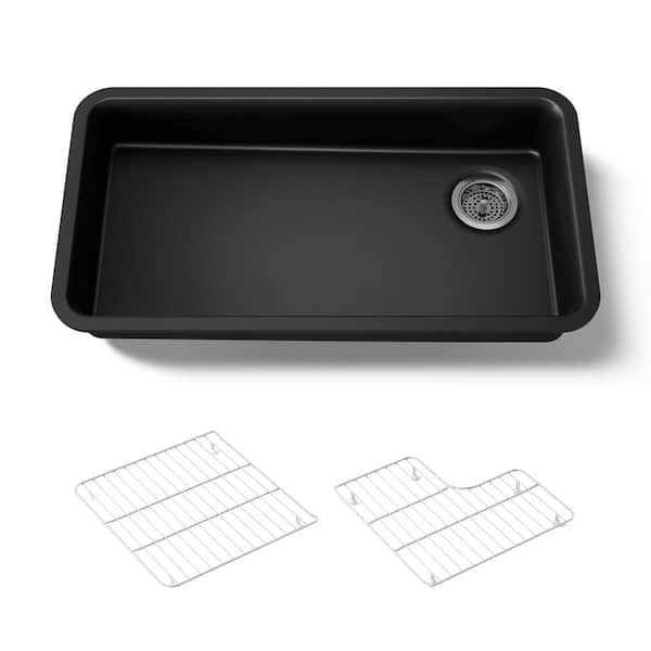 Cairn Matte Black Granite Composite 33 in. Single Bowl Undermount Kitchen Sink