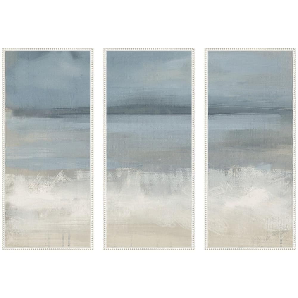 "3 Piece Sylvie ""The Blues Panel"" by Mary Sparrow Abstract Framed Art Print Set 40 in. x 18 in." price history on PriceWatchPro