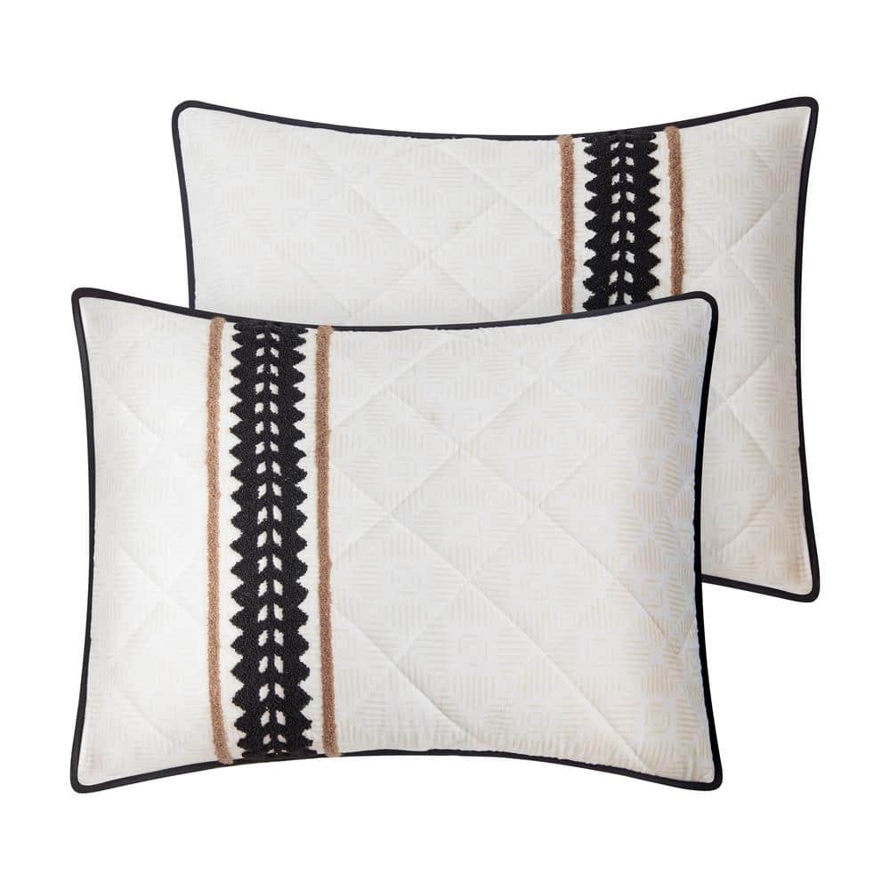 Full Black and Tan Reversible Microfiber Quilt Set