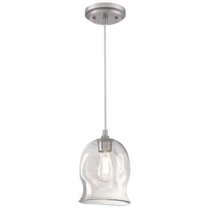 1-Light Brushed Nickel Mini Pendant with Clear Glass Shade