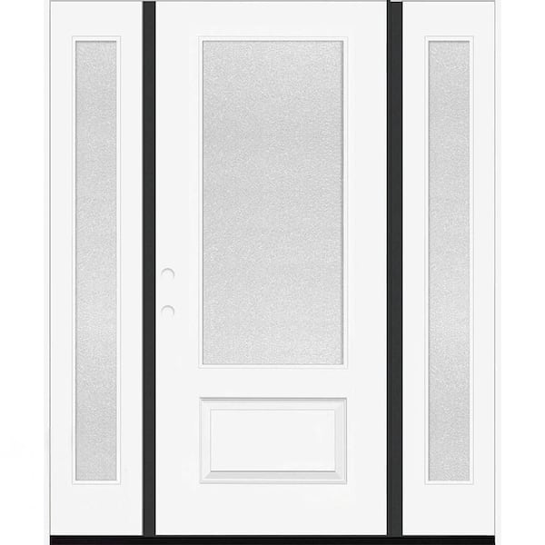 Palisade 64 in. x 96 in. 3/4 MicroGranite Impact Glass RHIS Unfinished Fiberglass Prehung Front Door w/Dbl-12in.SL6-9/16