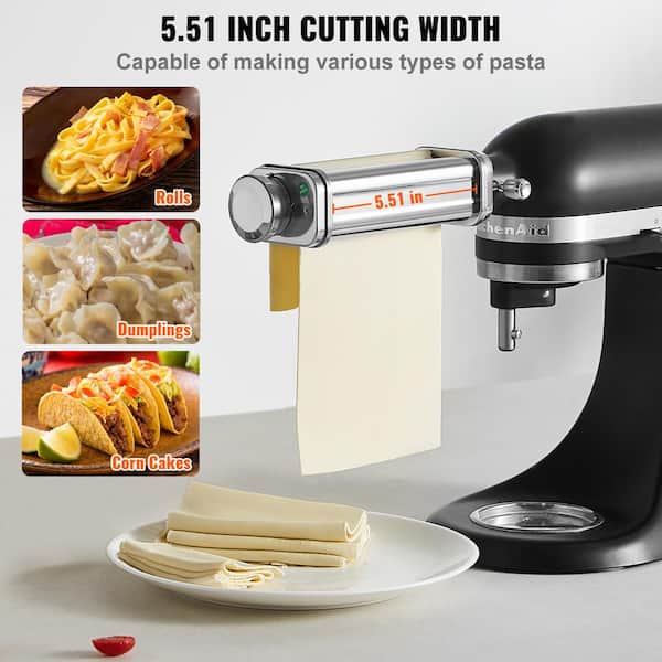 VEVOR Stainless Steel Pasta Roller Cutter Attachment KitchenAid Stand Mixer  8 Adjustable Thickness Knob Pasta Maker (1-Pieces) YDLMGL1JT00046BE1V0 -  The Home Depot