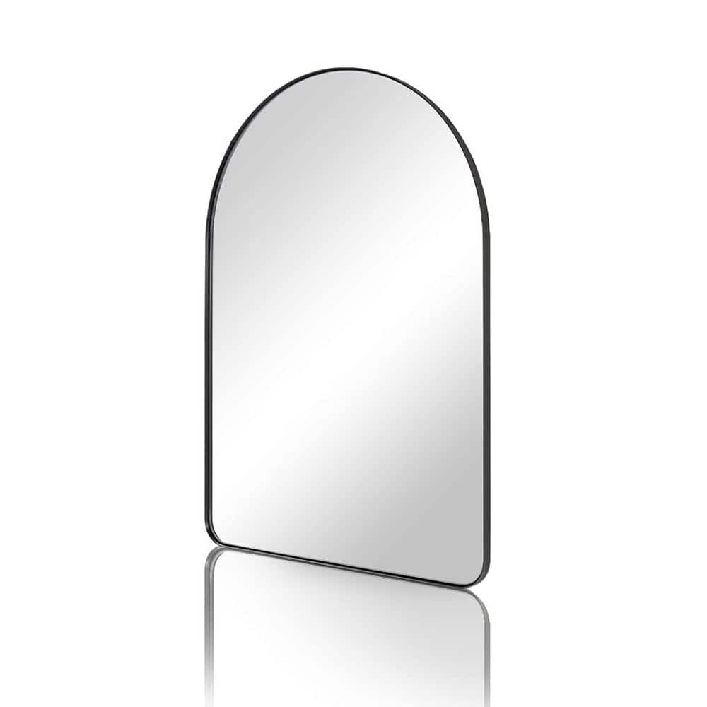 38 in. W x 1 in. H Wall Mounted Metal Frame Arched Vanity Mirror T03S10A2438B The Home Depot