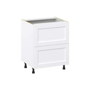 Mancos Bright White Shaker Assembled Base Kitchen Cabinet with 2 Drawers (27in. W X 34.5 in. H X 24 in. D)