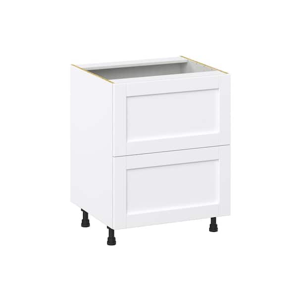 Milton 27 in. W x 24 in. D x 34.5 in. H Assembled Shaker Drawer Base Kitchen Cabinet in Bright White with 2 Drawers