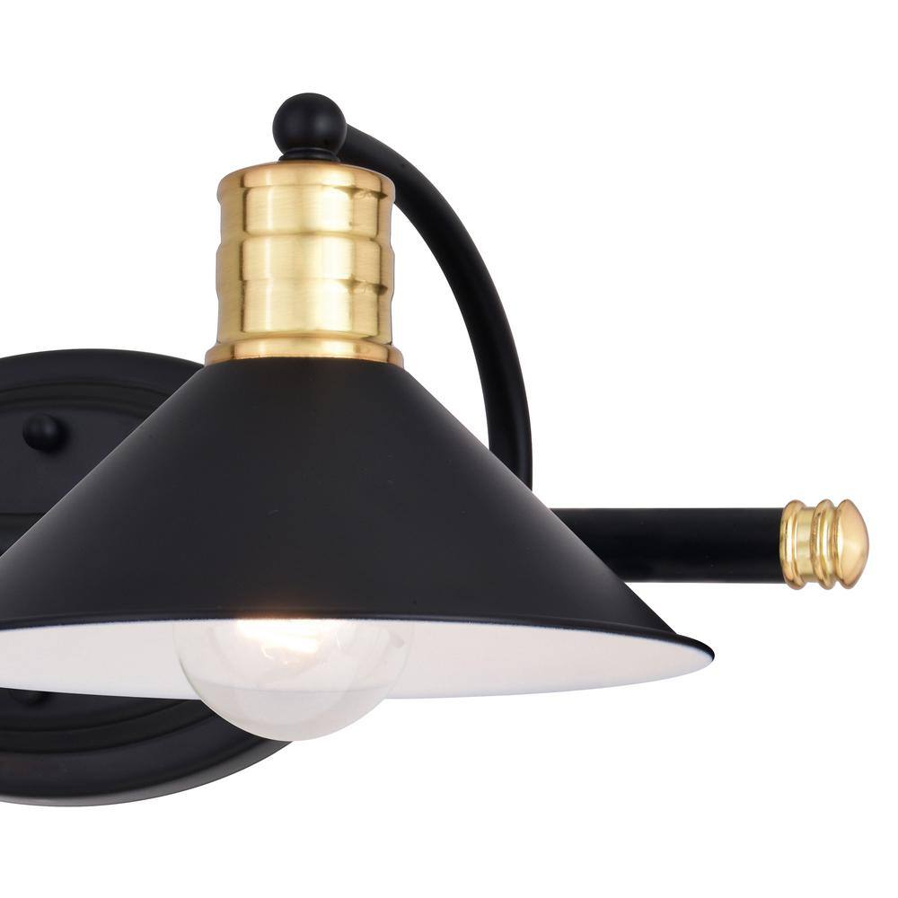Akron Black and Brass 2-Light Steel Vanity Fixture
